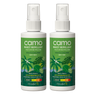 Two white spray bottles of Camo Insect Repellent with green tropical labels, shown side by side on a white background.